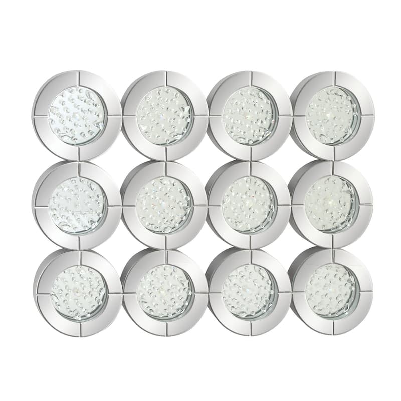 Glass Wall Mirror with Floating Crystals - Silver - Roche River Decor - Silver