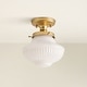 preview thumbnail 3 of 6, Modern Semi-Flush Mount - Metal, Glass Gold, Ivory White 1-Light Ceiling Light for Kitchen or Hallway in Modern, Farmhouse Style