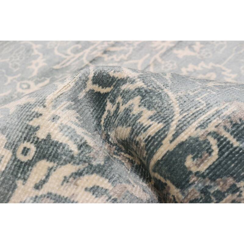 ECARPETGALLERY Hand Loomed Galleria Teal Viscose Rug - 5'1 x 7'6