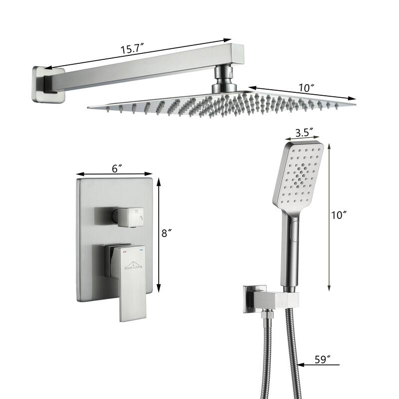 3-Spray Patterns 10 in. Wall Mount Pressure Balance Dual Shower Heads