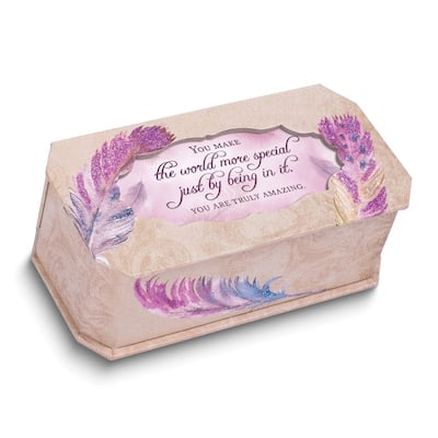 Curata World More Special Belle Papier Mirrored Lid Velvet Lined (Plays Wonderful World) Music Box