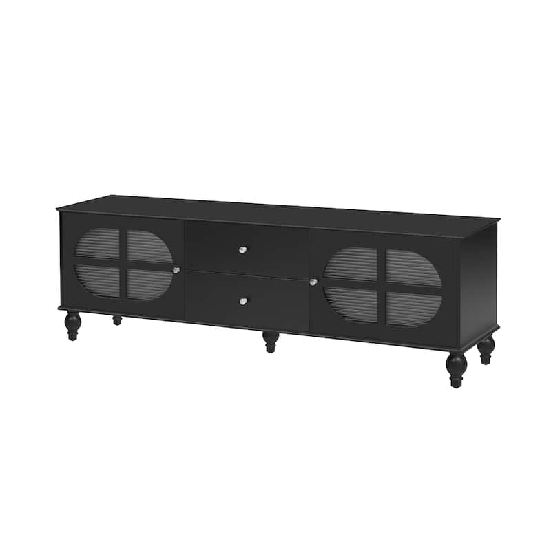 Modern Minimalist TV Stand with 2 Storage Cabinets, 2 Drawer and Cable Management for Living Room Bedroom​