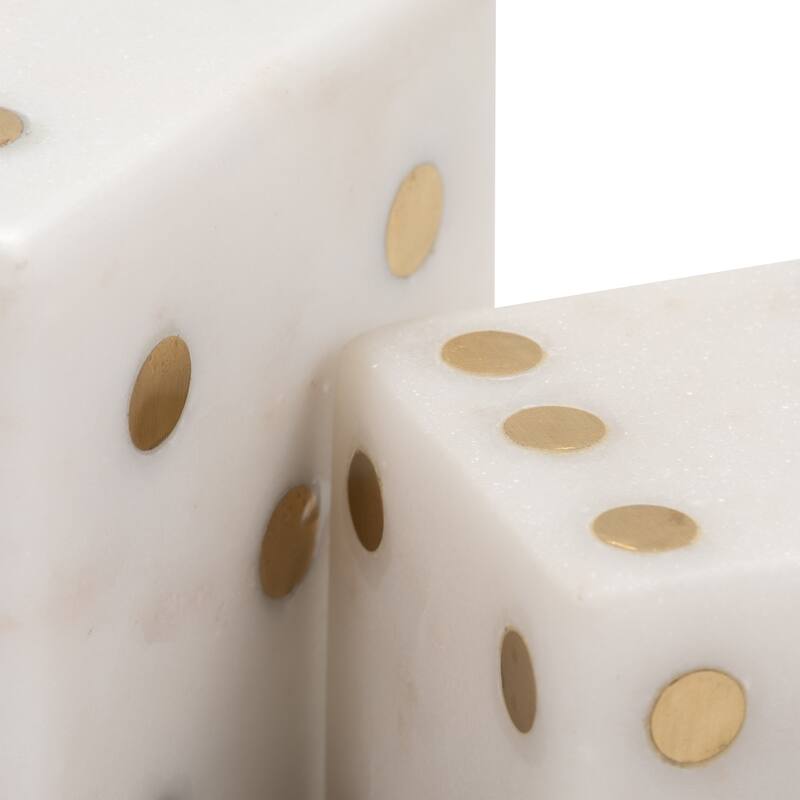 Sagebrook Home Luxury Marble and Steel Dice - Exclusive Home Decor Games for Sophisticated Fun, Set of 2 - 4" x 4" x 4"