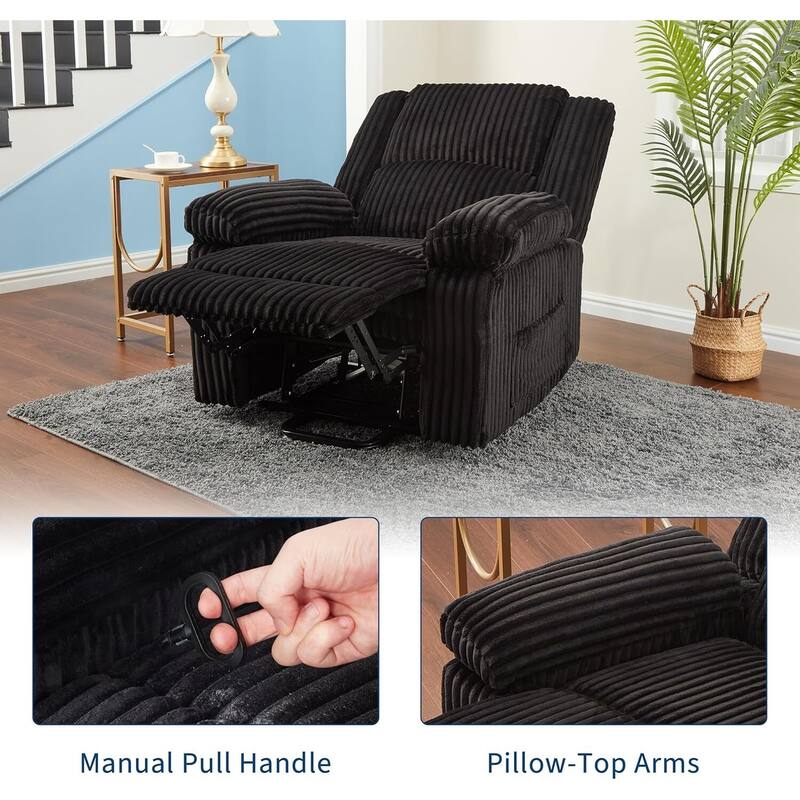 Corduroy Manual Recliner Sofa for Living Room, Bedroom, Home Theater