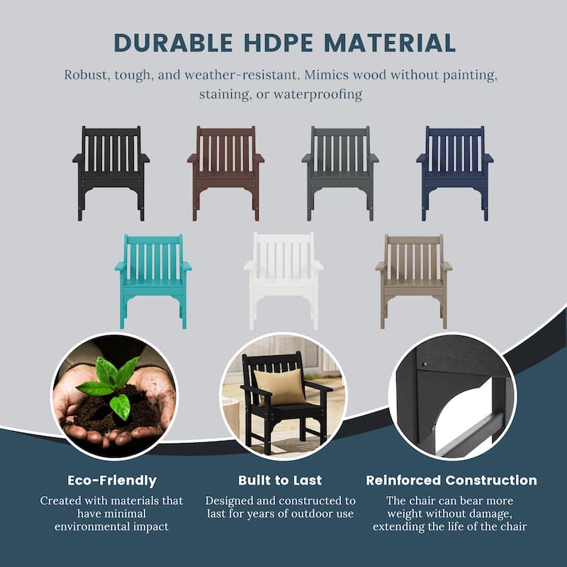 Laguna Poly 5-Piece Outdoor Patio Square Table Garden Arm Chairs Dining Set