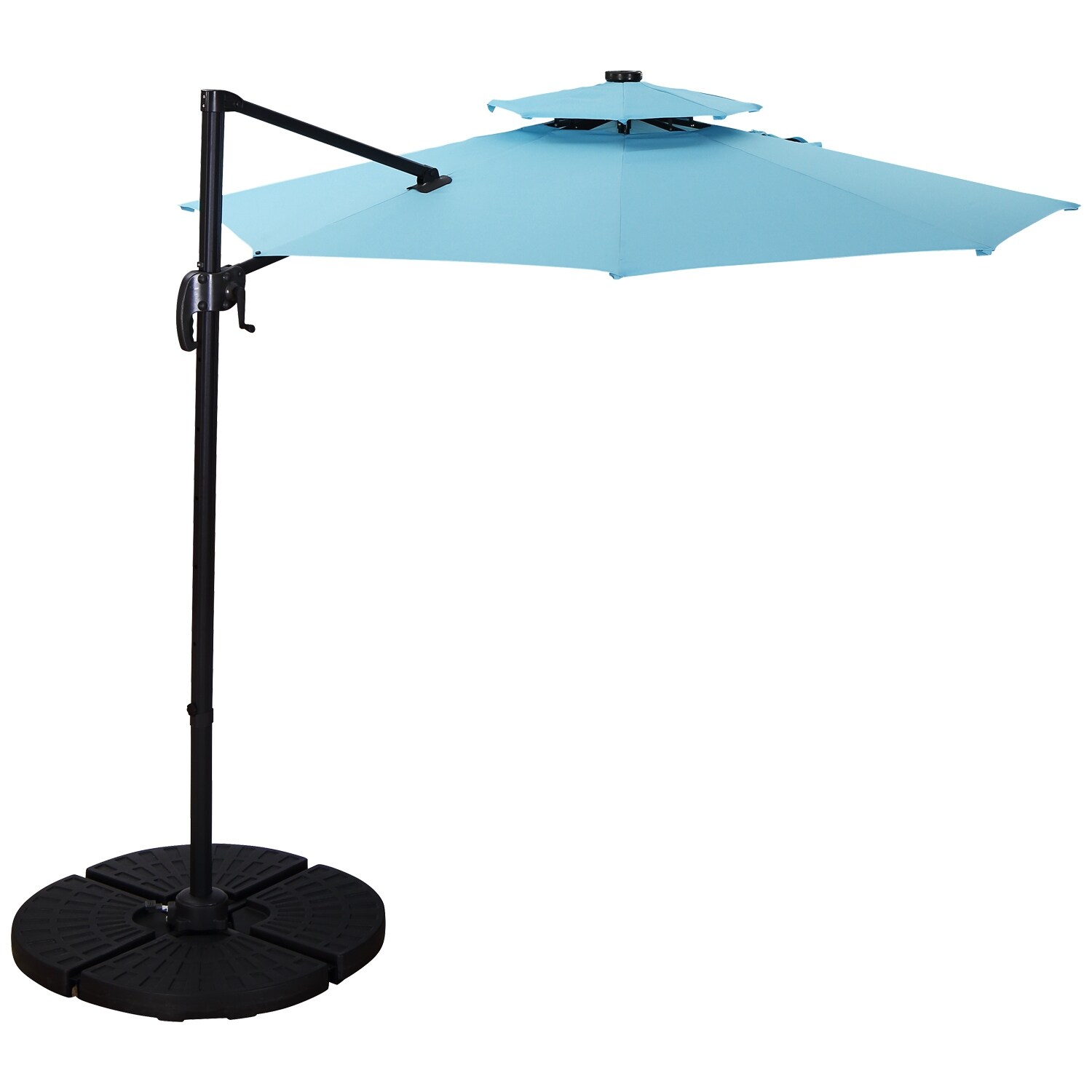 Shop Black Friday Deals On Ainfox 11ft 2 Tier Offset Hanging Patio Solar Powered Umbrella Base Not Included Overstock 31705137
