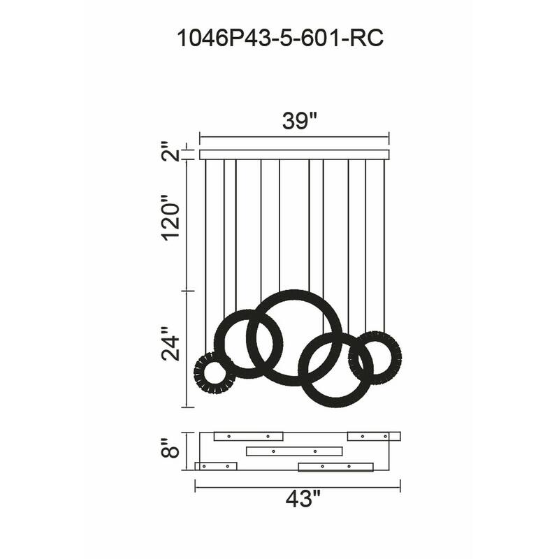 Celina Integrated LED 43in 5 Ring Chrome Chandelier