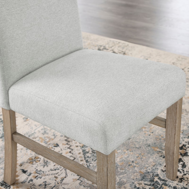Set of 2 Light Oak Finish Dining Side Chairs with Light Gray Fabric