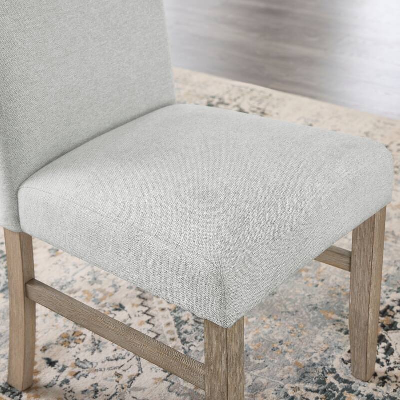 Tabitha Set of 2 Light Oak Finish Dining Side Chairs with Light Gray Fabric