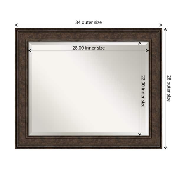 dimension image slide 0 of 6, Beveled Bathroom Wall Mirror - Ridge Bronze Frame