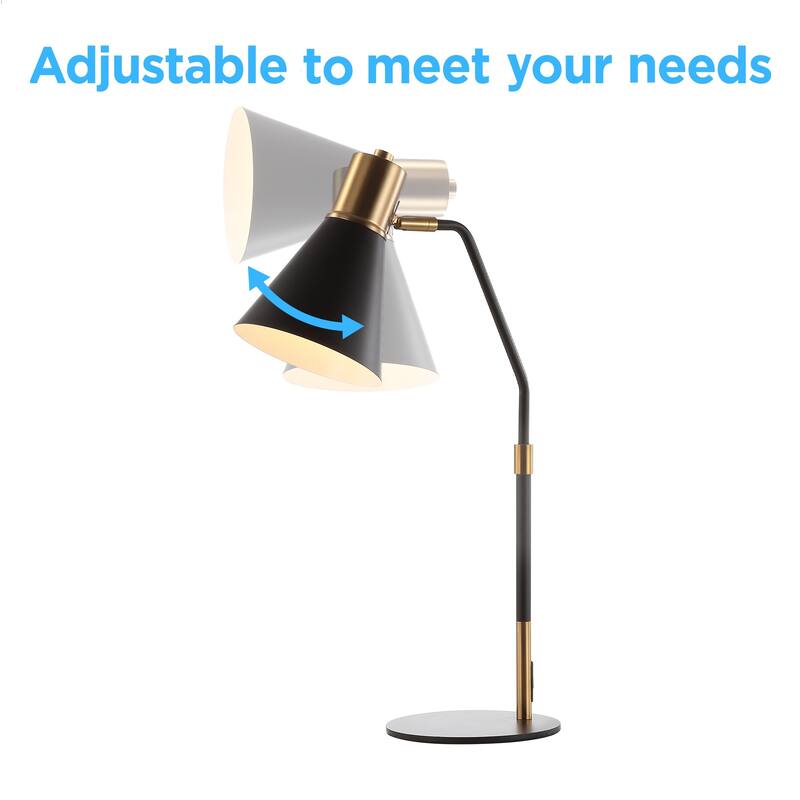 Gallery 22.5" Metal LED Task Lamp, Black/Brass Gold by JONATHAN Y