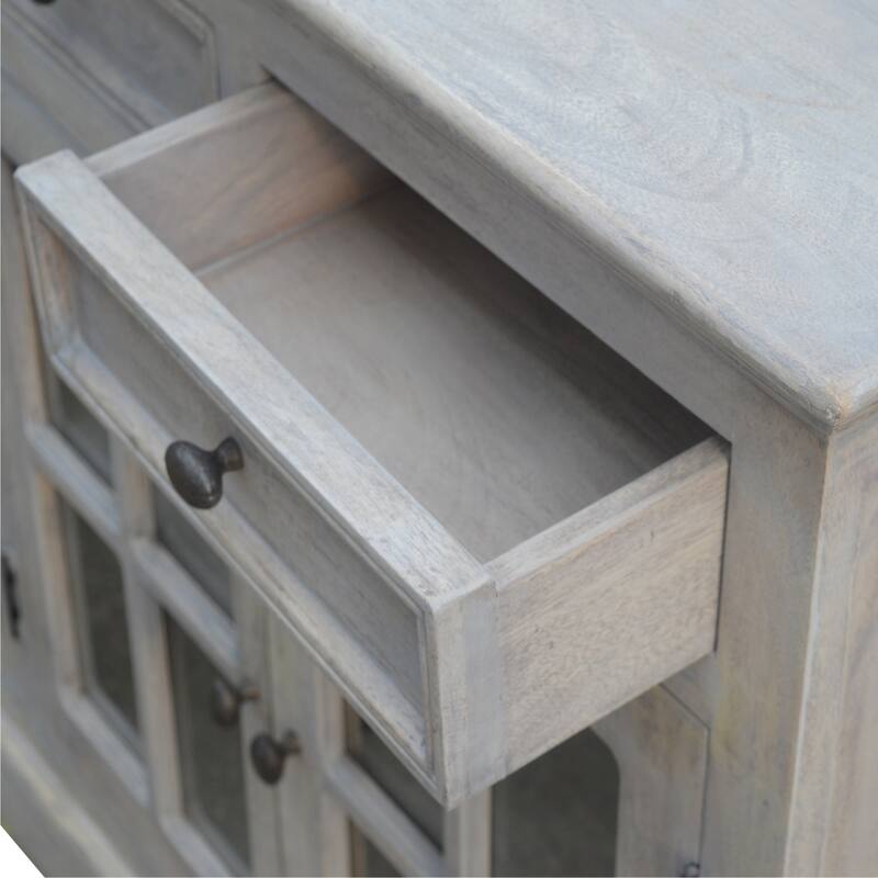 Artisan Furniture Solid Wood Stone Acid Wash Glazed Sideboard