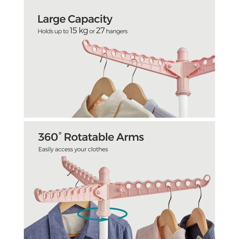 Stainless Steel Foldable Clothes Drying Rack with 360° Rotatable Arms Large Capacity and Space-Saving Design