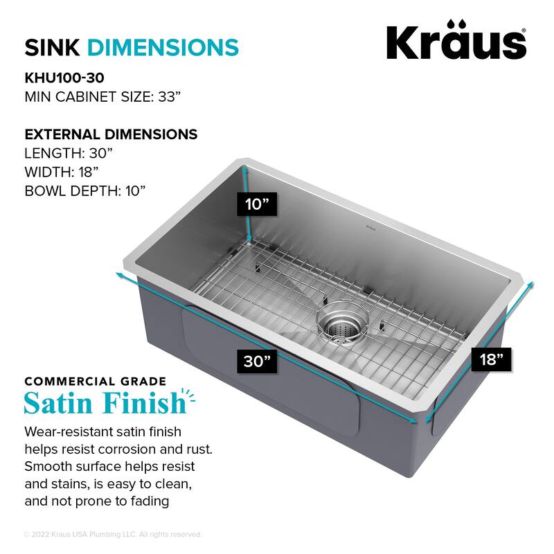 KRAUS Standart PRO Undermount Single Bowl Stainless Steel Kitchen Sink