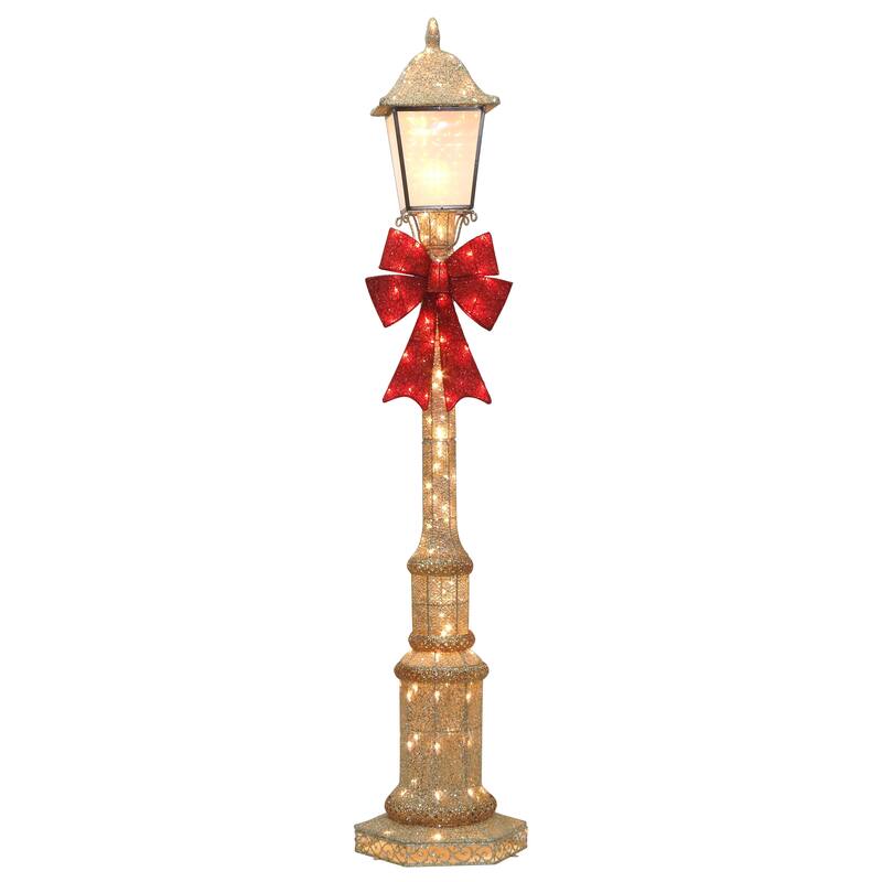 Puleo International 84" Pre-Lit Outdoor Lamp Post with 150 Warm White LED Lights