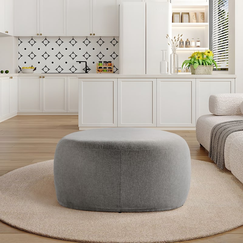 Leon 43" W Modern Oversized Chenille Triangular Cheese Ottoman