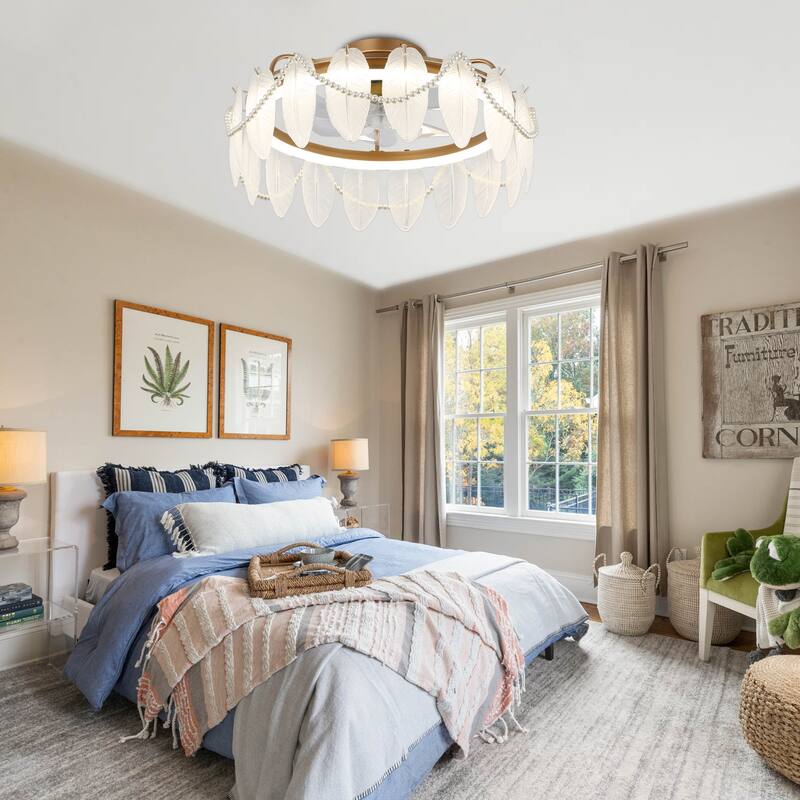 Cusp Barn 20'' Modern Indoor Flush Mount Ceiling Fan with Lights and