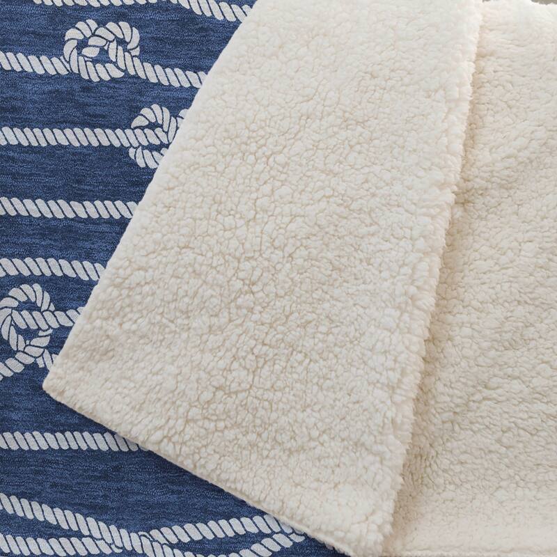 Premium Machine Washable ASB152 Nautical Rope Sherpa Throw Blanket