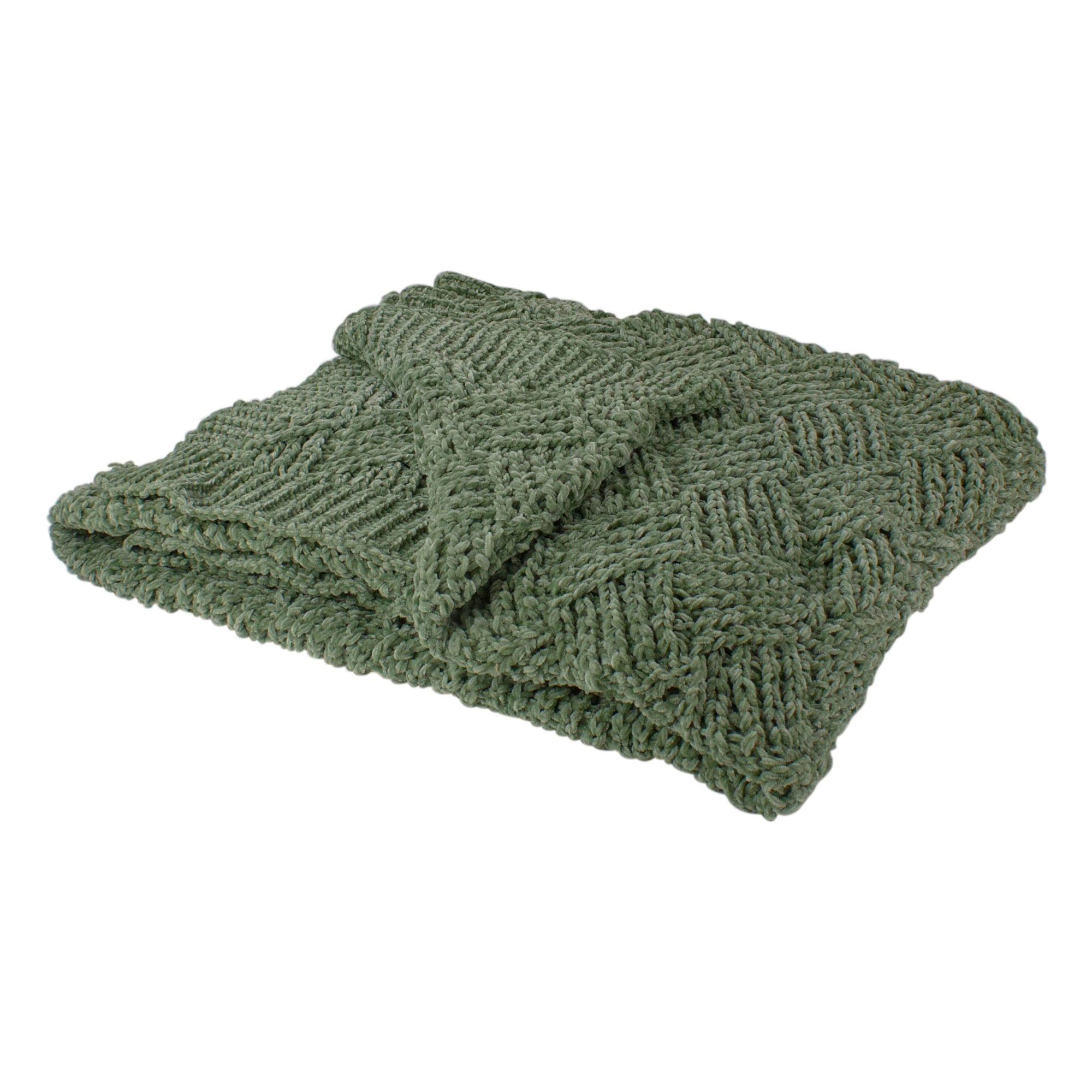Grosse laine vert foncé - 100 % polyester chenille - Blanket
