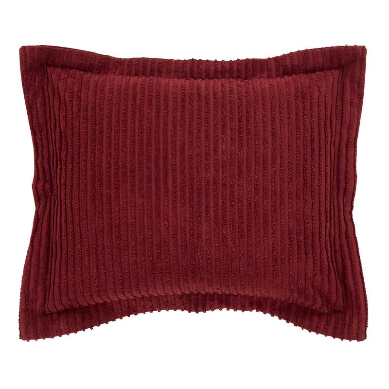 Better Trends Jullian Bold Stripes Design 100% Cotton Tufted Shams Machine Washable Tumble Dry - Burgundy - Standard Sham