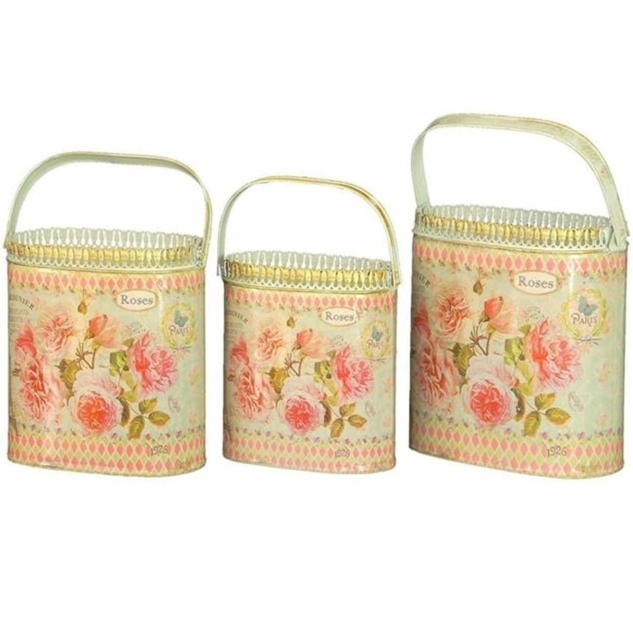 Dolce Mela Dmmv559 S3 French Country Planters Vintage Metal Decorative Containers Flower Pots Set Of 3 Dolce Mela Dmmv559 S3 French Country Planters Vintage Metal Decorative Containers Flower Pots Set Of 3