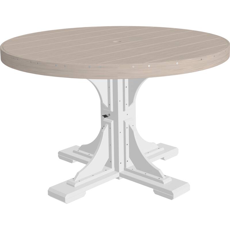Poly Lumber Round Dining Table Set with Regular Chairs - Dining Height - Birch Woodgrain & White