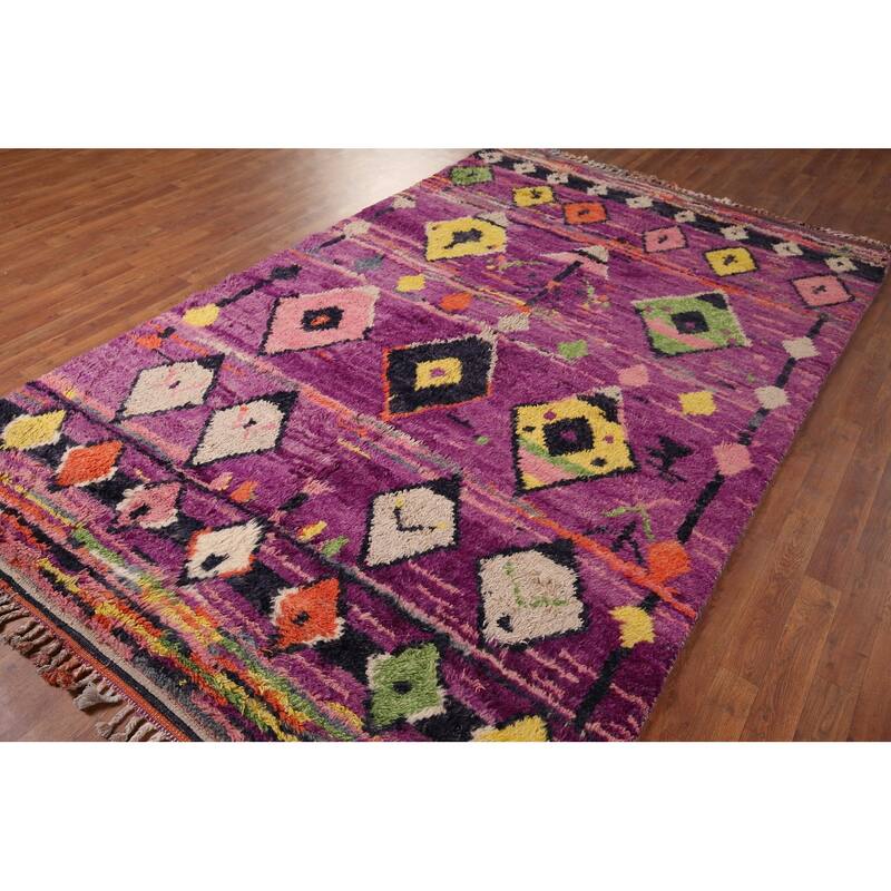 Plush Moroccan Area Rug Handmade Oriental Wool Carpet - 6'2" x 9'10"