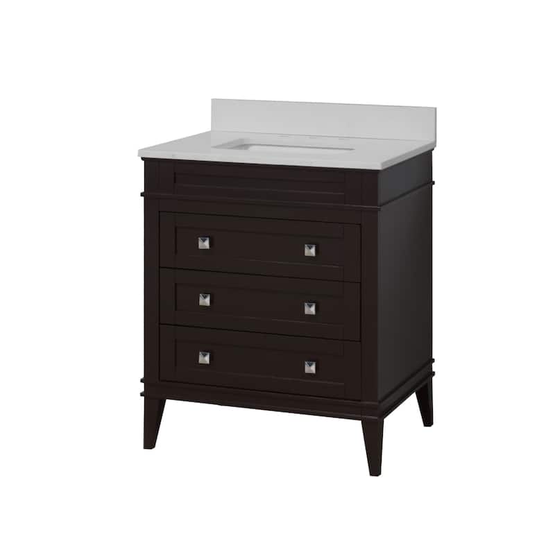 KitchenBathCollection Eleanor 30" Bathroom Vanity with Quartz Top