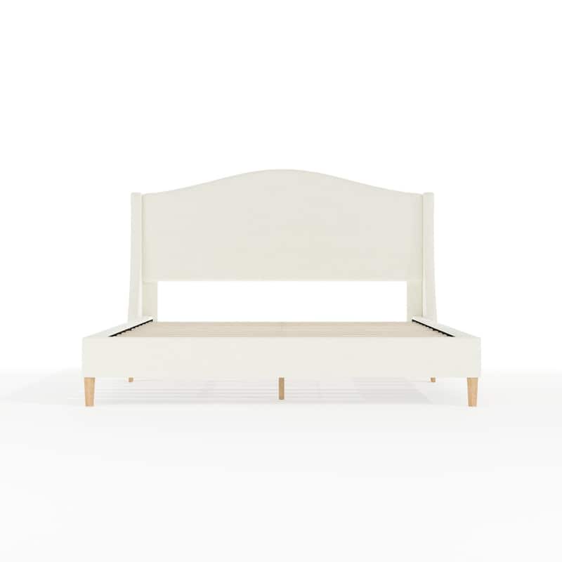 Martha Stewart Upholstered Platform Bed with Curved Headboard
