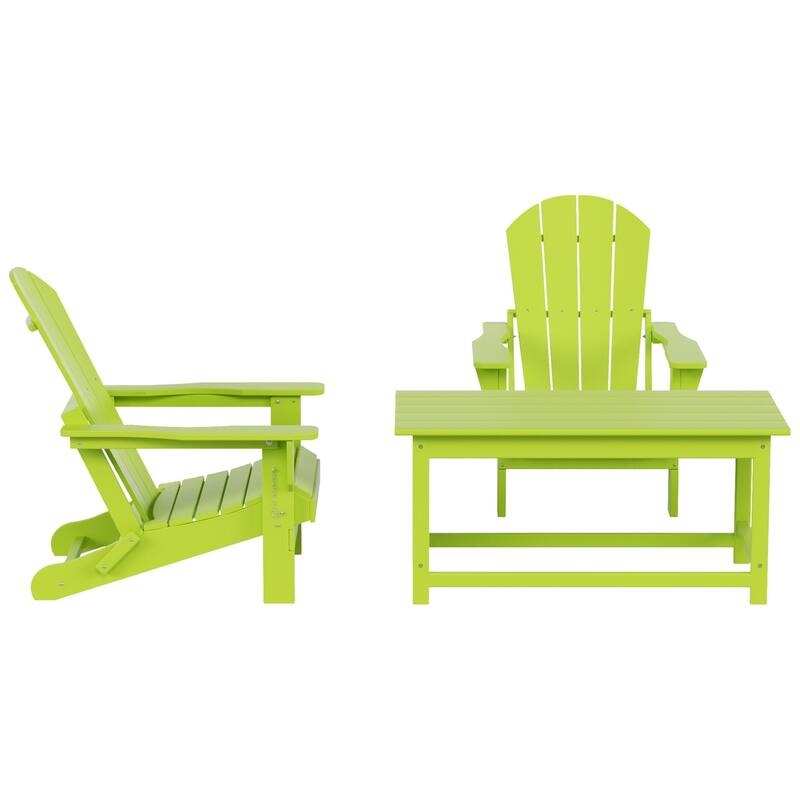 Laguna Hdpe All Weather Outdoor Patio Foldable Adirondack Chairs Conversation Set (3-Piece Set)