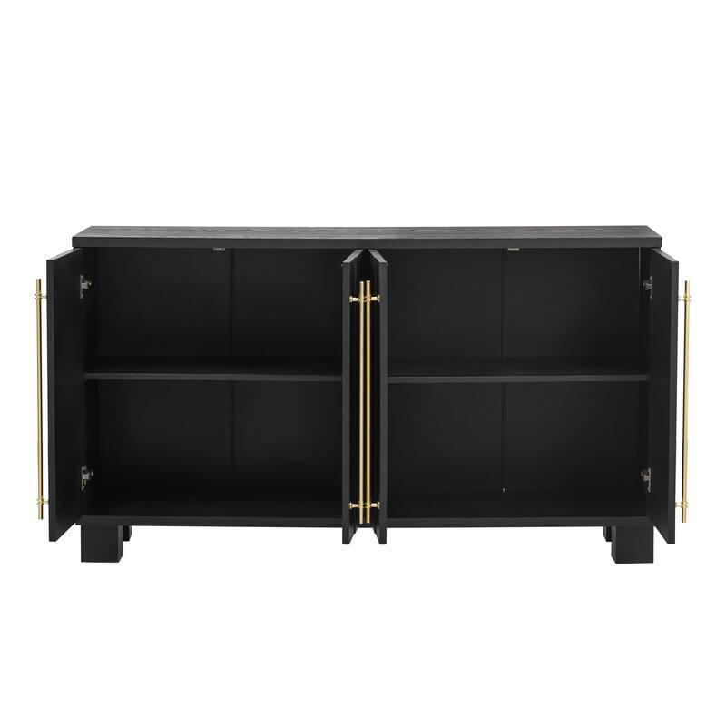 Wood Sideboard with Adjustable Shelves and Gold Handles