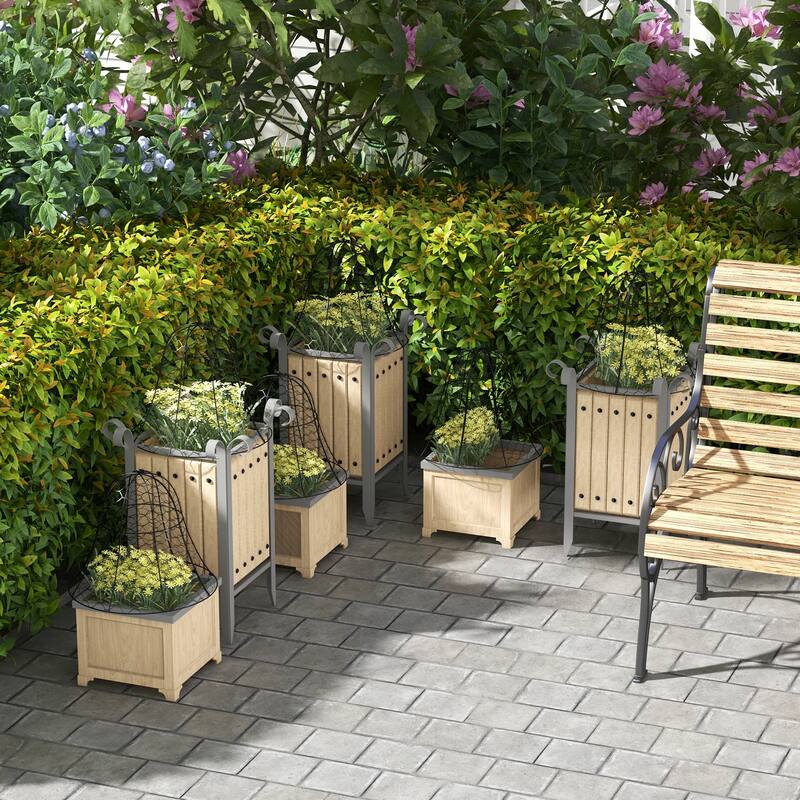 Outsunny Garden Chicken Wire Cloche, 16" x 13" Stackable Animal Plant Protectors, 6 Pack of Metal Crop Cages