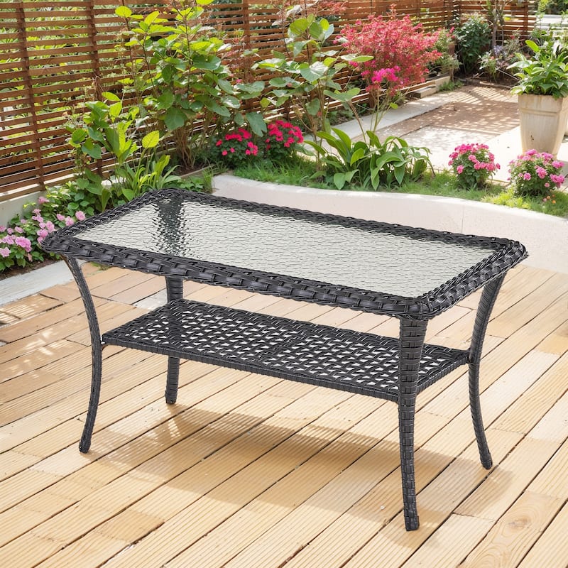 Patio Wicker Side Table Outdoor