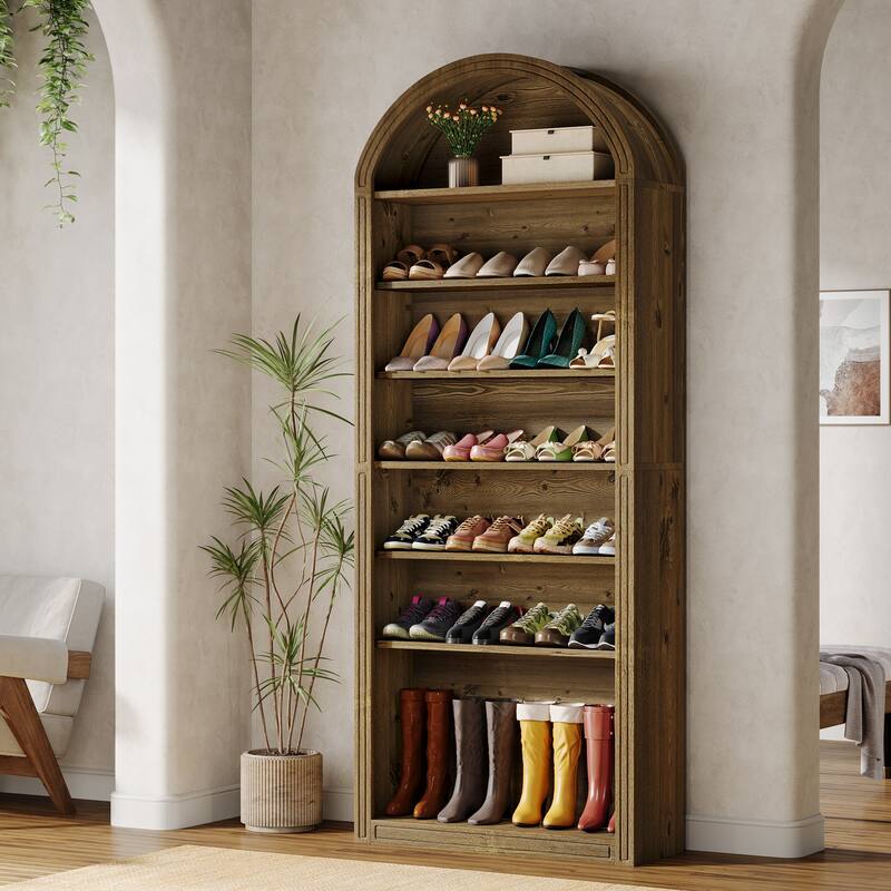 Tall Shoe Storage Cabinet, Freestanding Shoe Organizer