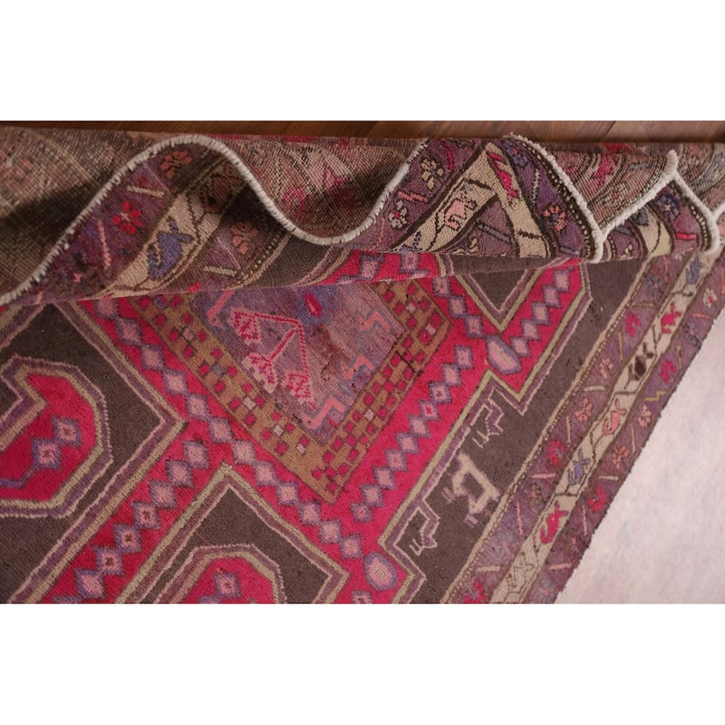 Hand-knotted Tribal Meshkin Persian Runner Rug Geometric Wool Carpet - 3'10" x 10'3"
