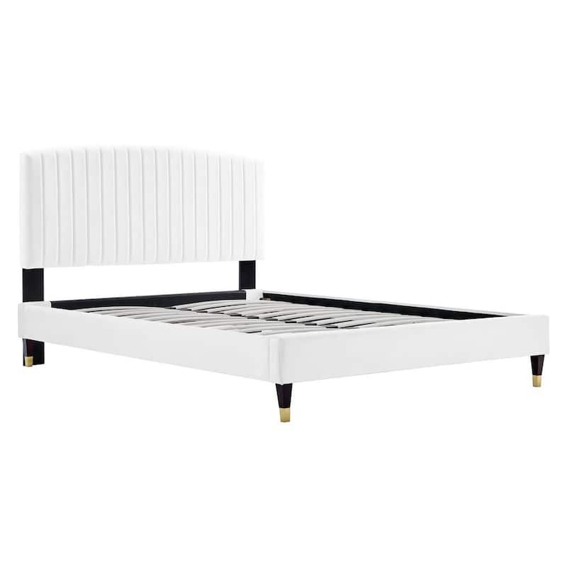 Alessi Performance Velvet Queen Platform Bed