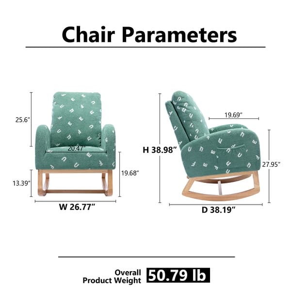dimension image slide 3 of 6, Nursery Rocking Chair High Back Accent Rocker for Living Room