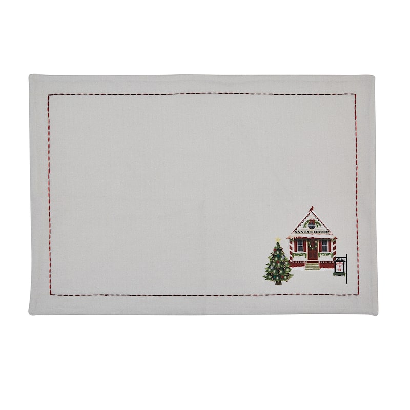 Park Designs White Visit To Santa Placemat Set of 4 - 13" x 19"