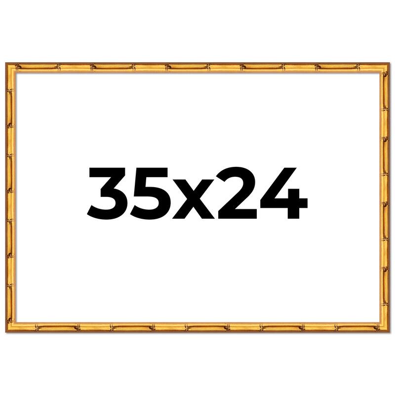 35x24 Frame Gold Bamboo Picture Frame Modern Photo Frame Includes UV Acrylic Shatter Guard Front Acid Free Foam Backing Board