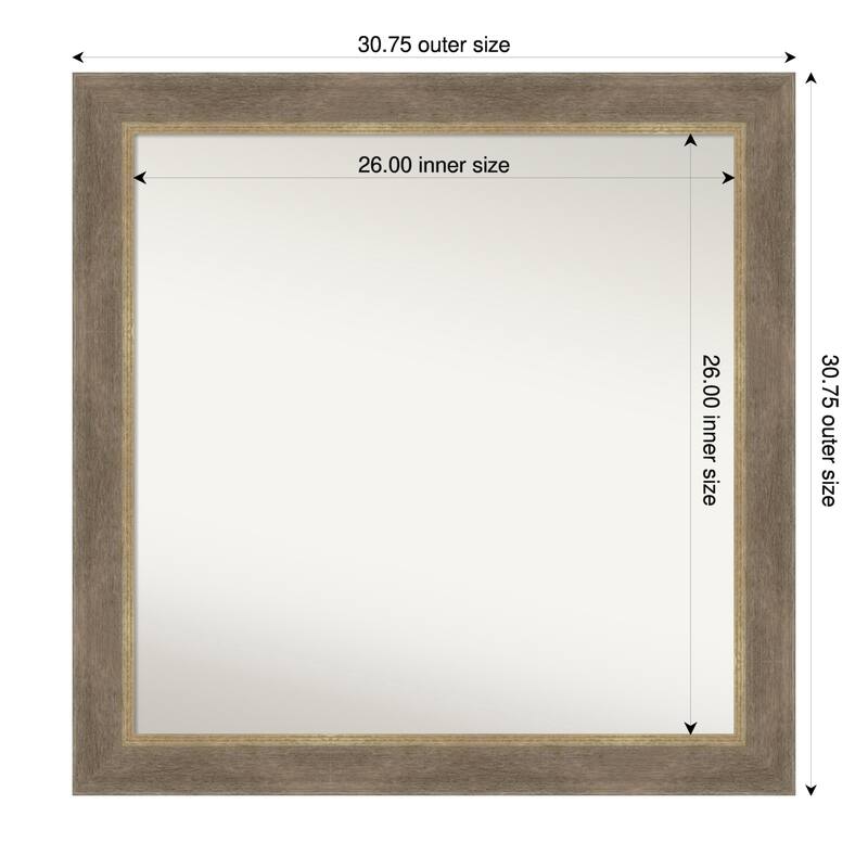 Driftwood Tan Non-Beveled Wood Framed Wall Mirror - Driftwood Tan - 31 x 31 in
