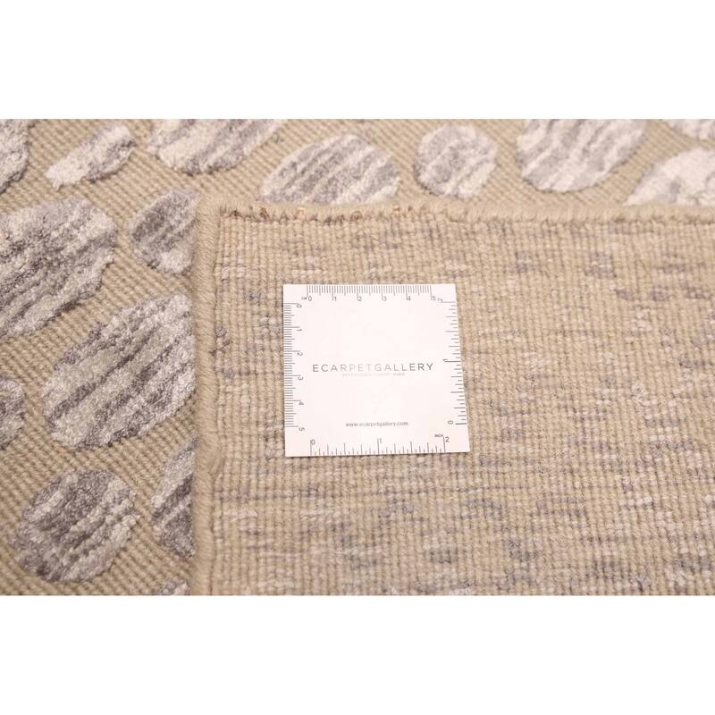 ECARPETGALLERY Hand Loomed Elysian Khaki Viscose, Wool Rug - 8'4 x 9'9
