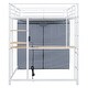 preview thumbnail 17 of 78, Full Size Metal Loft Bed with Workstation Desk, Built-In Shelves, LED Light Strip, Power Outlet & Hanging Wardrobe Storage