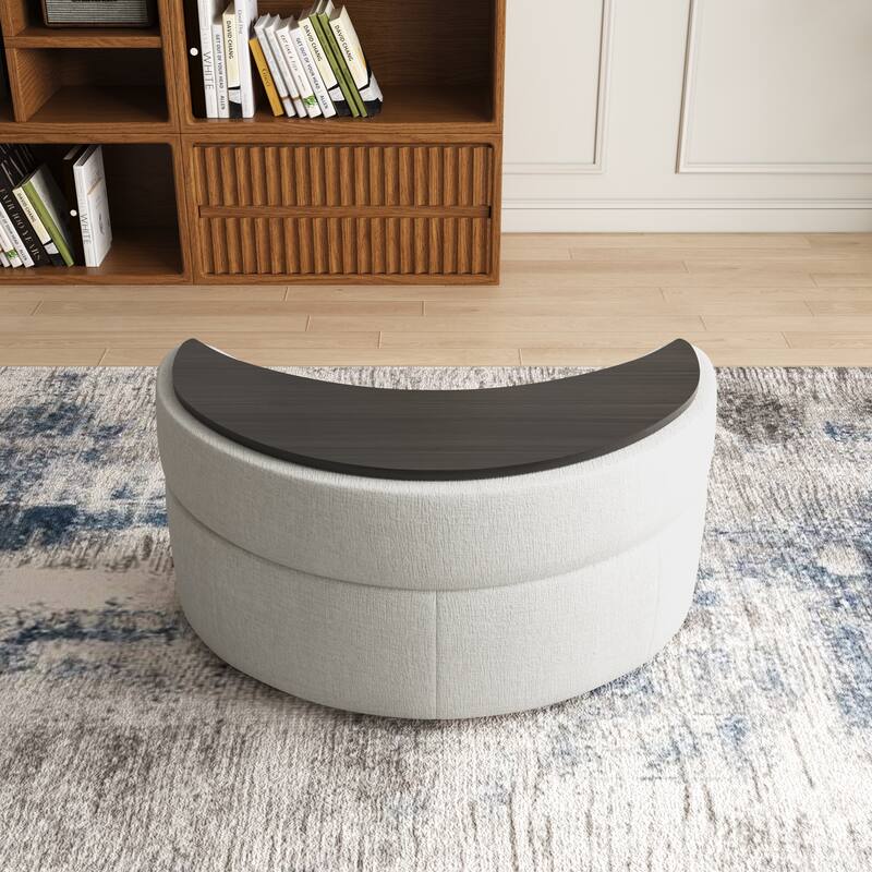Moon Crescent Storage Upholstered Ottoman