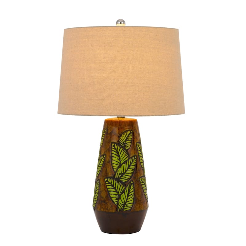 29 Inch Ceramic Table Lamp with Tan Empire Shade for Home Decor - 17" x 17" x 28.50"