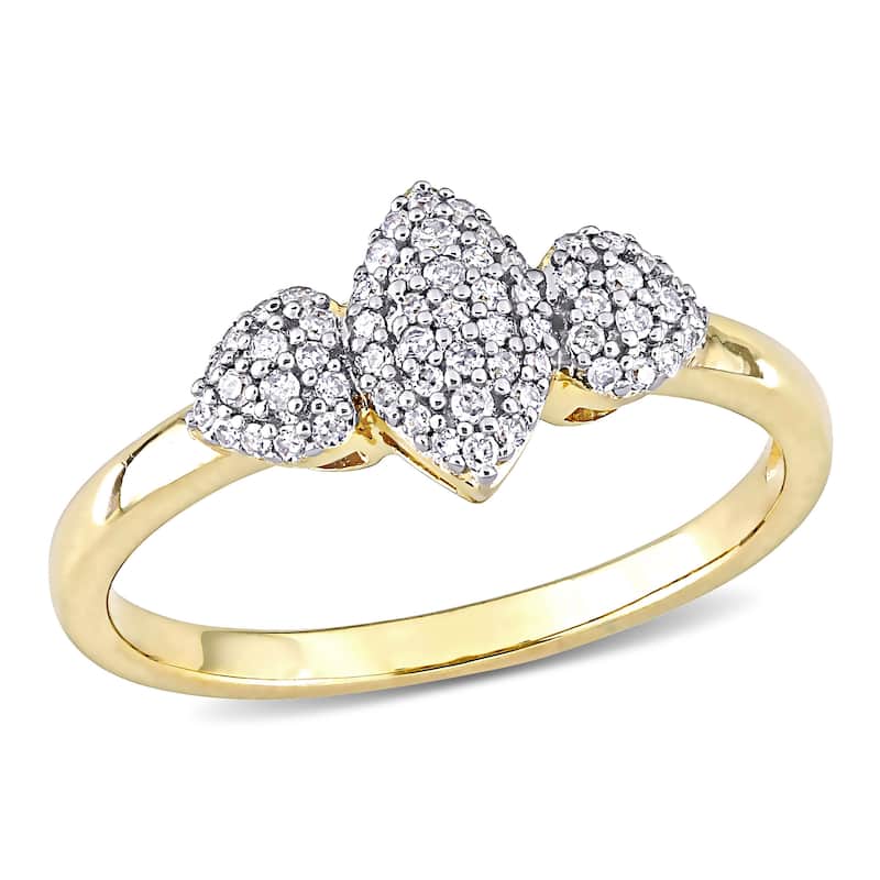 Miadora 1/5ct TDW Diamond Marquise and Heart Shaped Cluster Ring in Yellow Silver