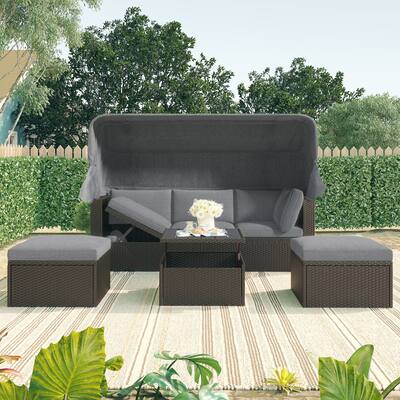 Retractable Canopy Daybed for Outdoor Seating