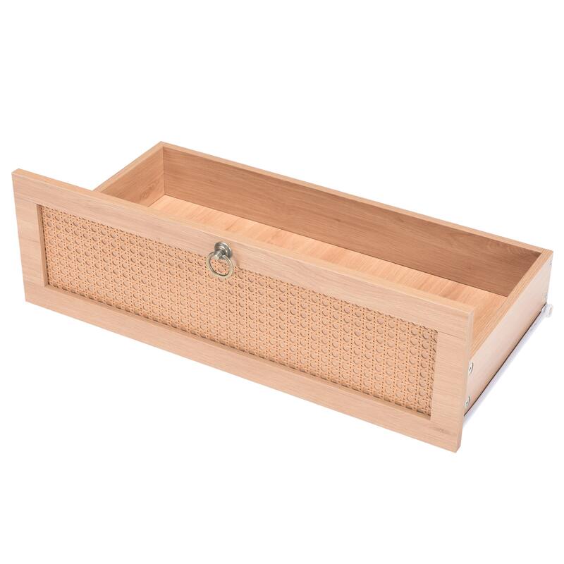 Rattan 6 Drawer Double Dresser for Bedroom, Chest of Dressers, Modern Dresser Drawer Chest