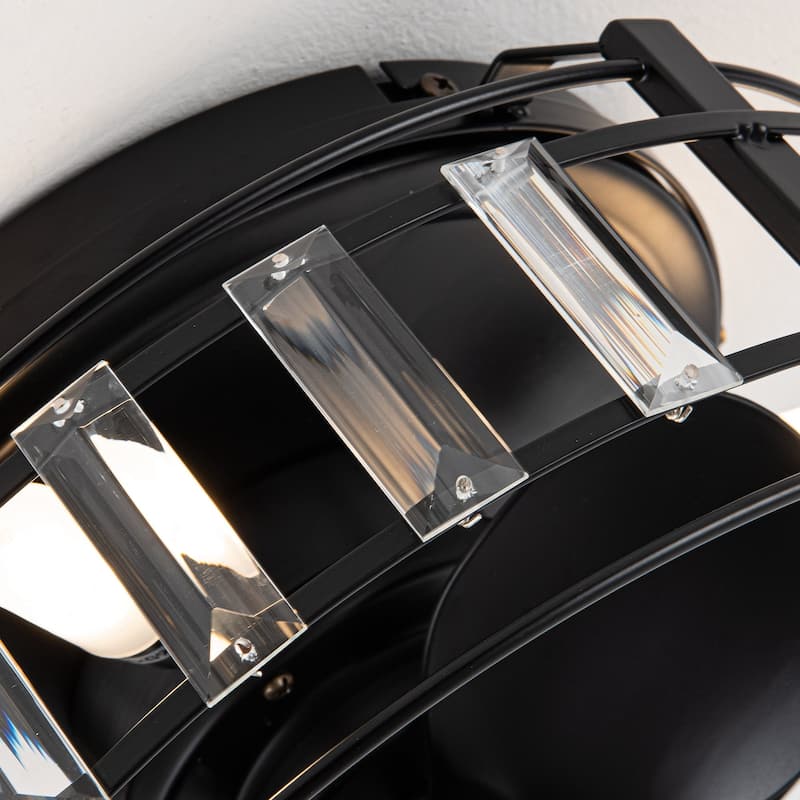 13" 3-Light 3-Blade Modern Crystal Ceiling Fan with Light
