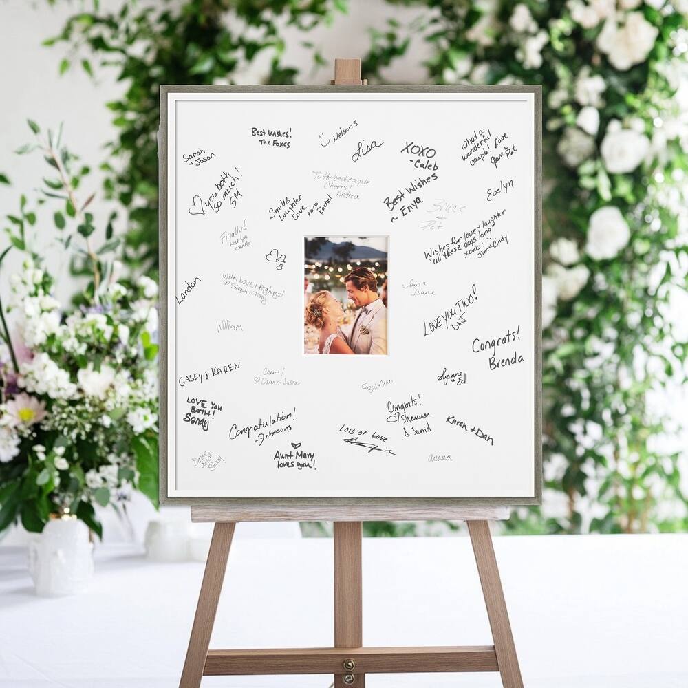 Lucie Signature Mat Picture Frame - Autograph Photo Frame Guest Book Alternative for Weddings, Graduations, or Retirement