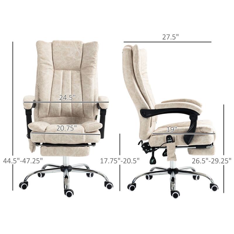 Modern Microfiber Office Chair, High Back Computer Chair with 6 Point Massage, Heat, Adjustable Height and Retractable Footrest